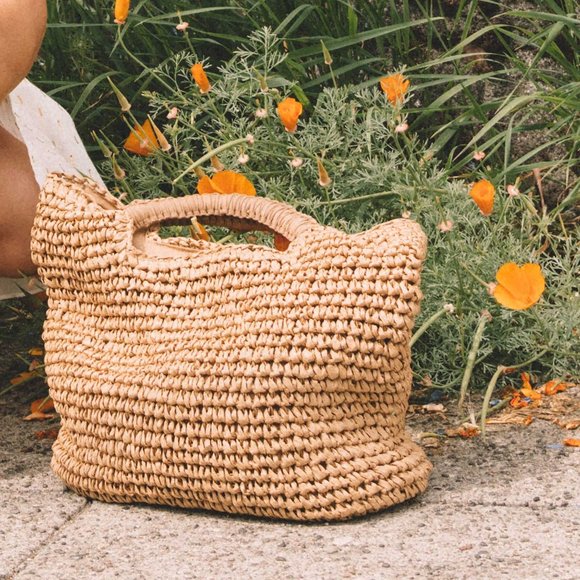 NWT Fallon & Royce Mel Woven Straw Tote in 'Natural' - Picture 2 of 15